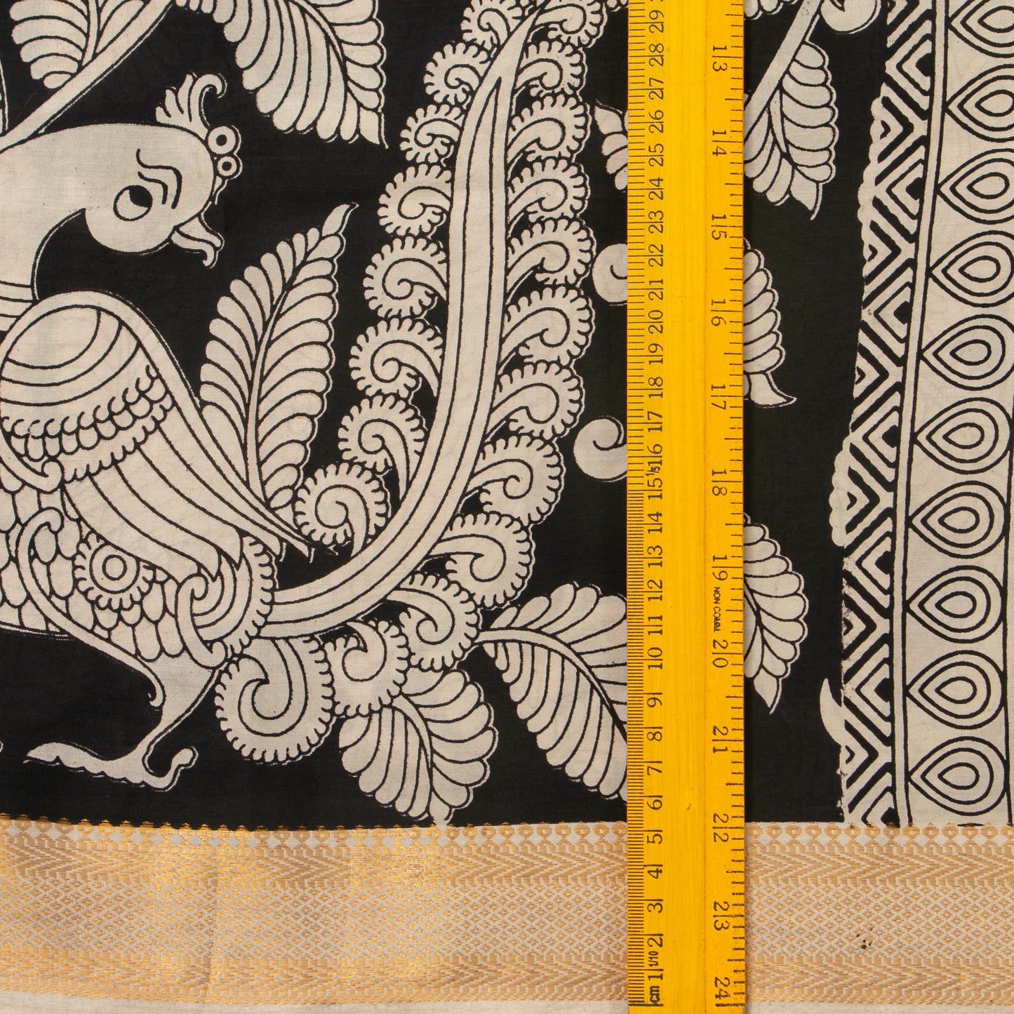 Monochrome Kalamkari Mangalgiri Silk Saree For Office Wear PV MG 107