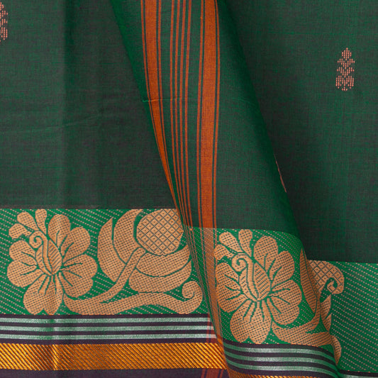 Green Chettinad Cotton Saree PV SK CC 228 - Cotton Saree - Panjavarnam PV SK CC 228