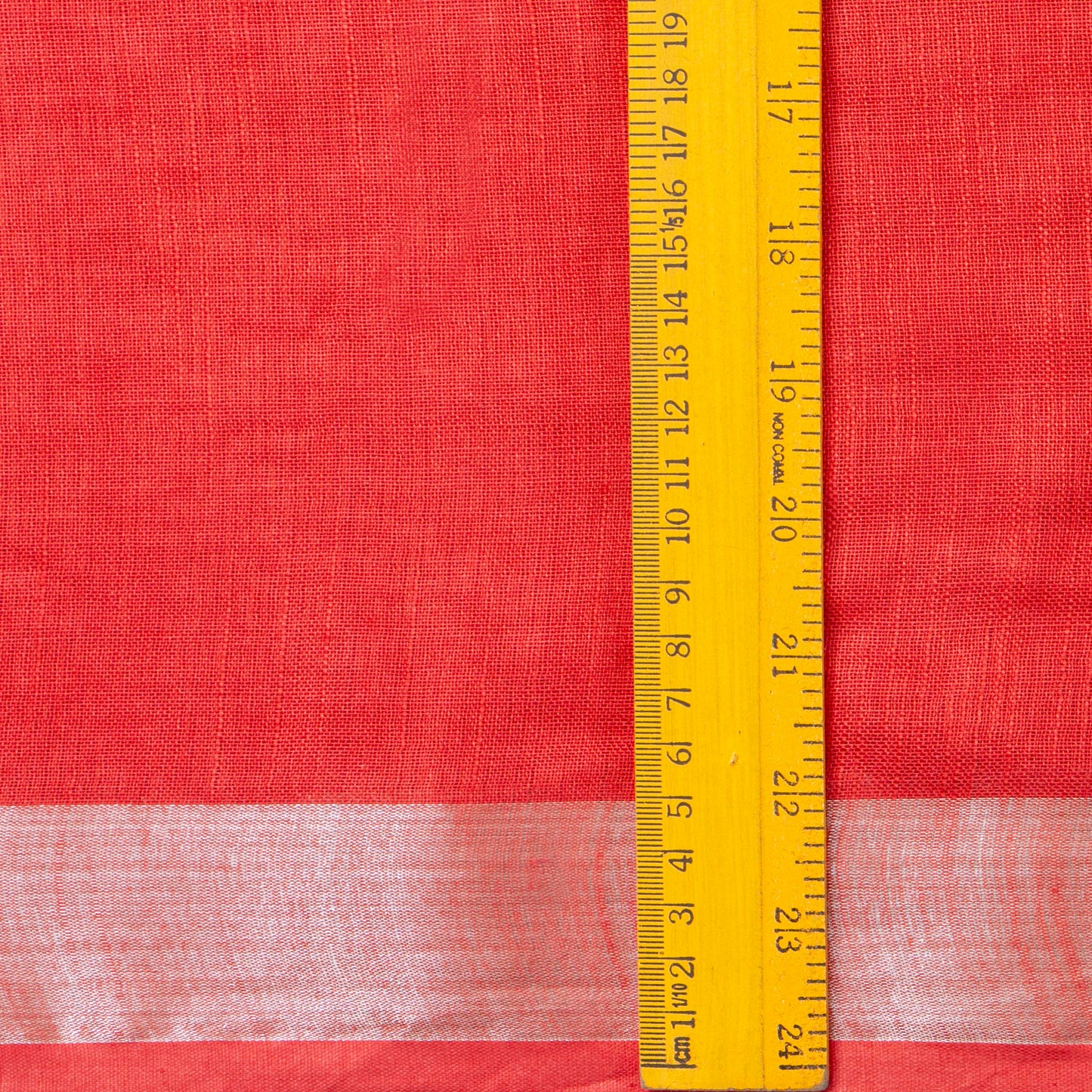 Tomato Red Linen Saree WIth Silver Zari For Office Wear PL 2093