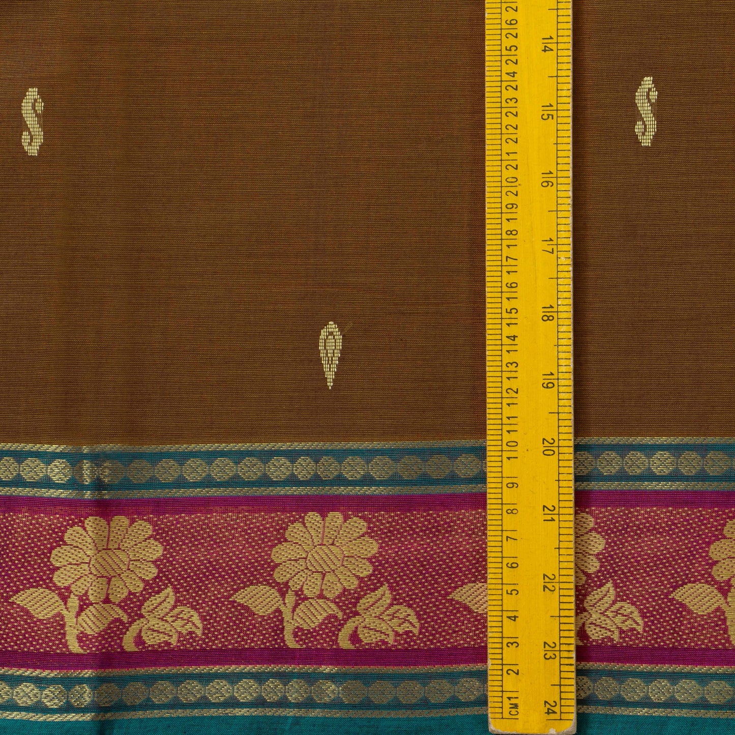 Brown And Blue Chettinad Cotton Saree PV SK CC 244 - Cotton Saree - Panjavarnam PV SK CC 244