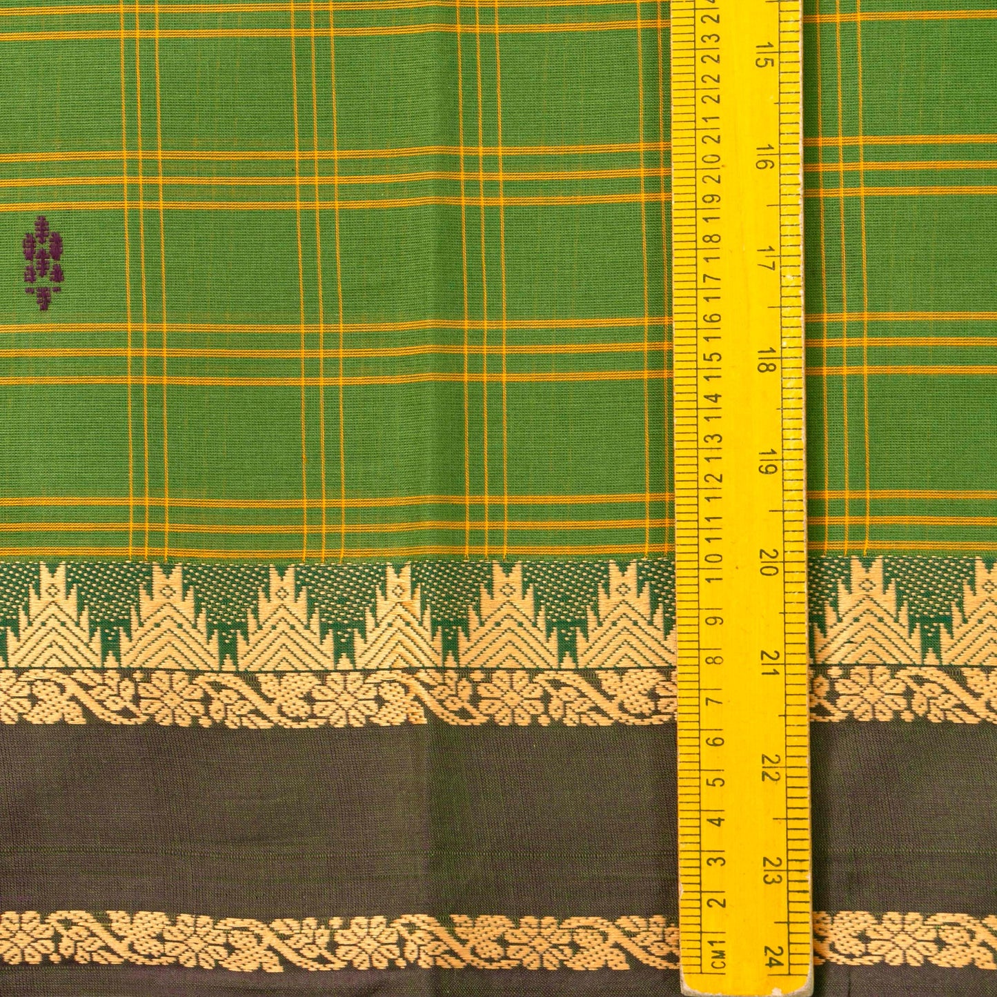 Green And Brown Handwoven Chettinad Cotton Saree With ZARI For Summer Wear PV SK CC 255