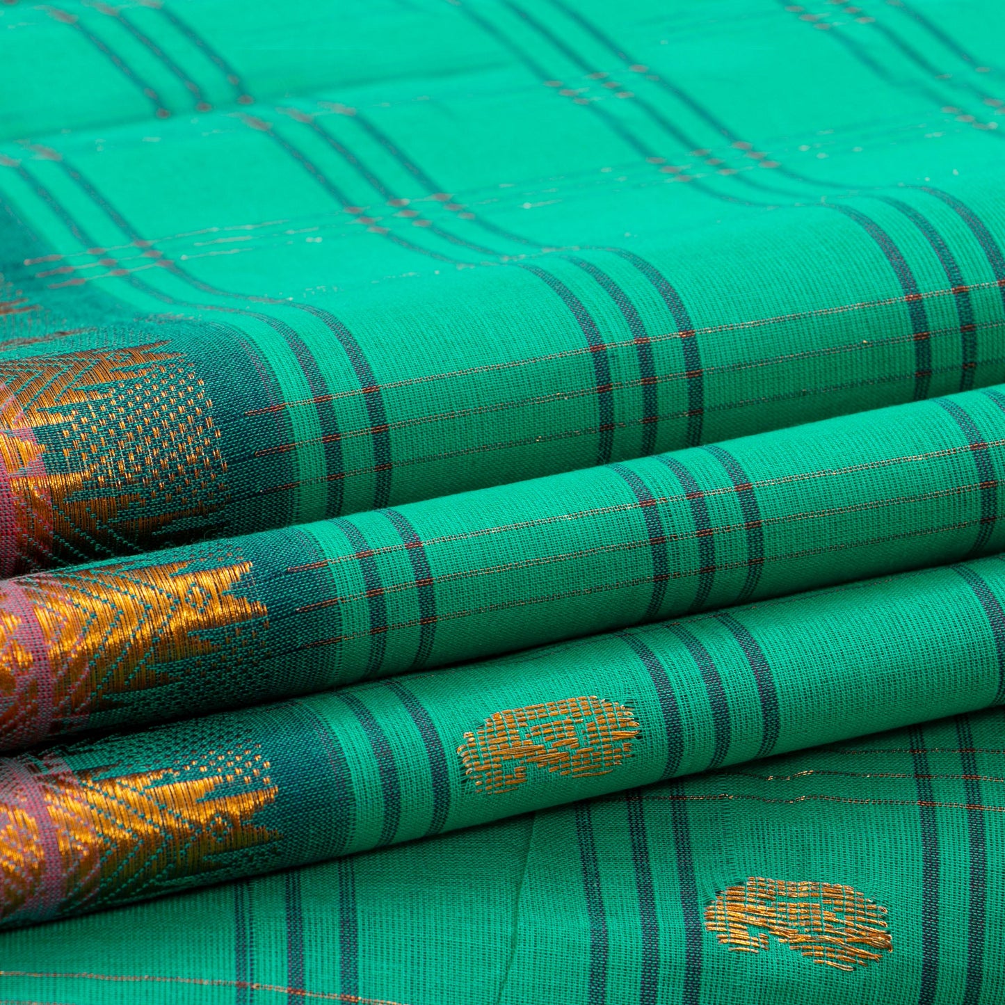 Sea Green And Mauve Chettinad Cotton Saree PV SK CC 256