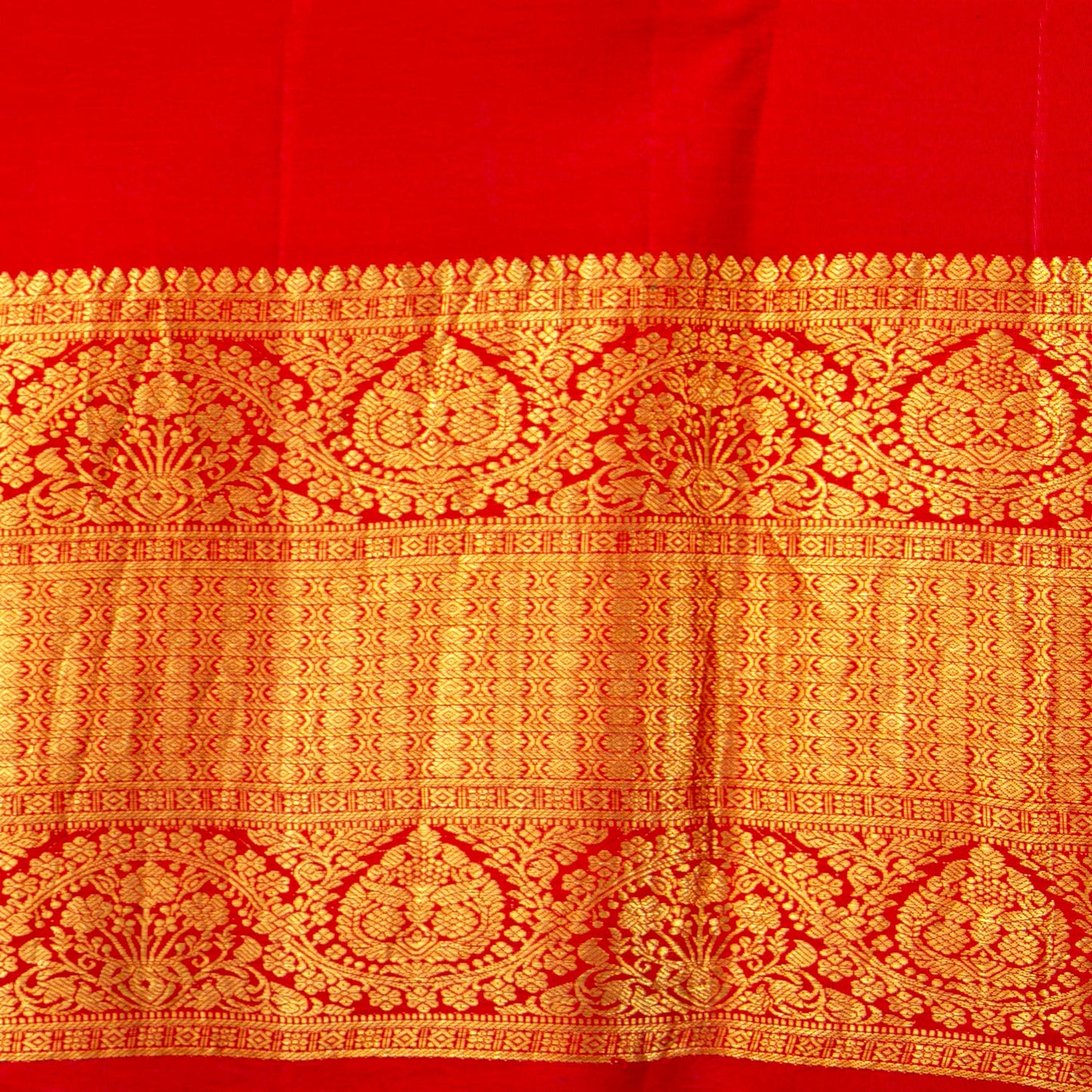 Pastel Pink And Red Handpainted Kalamkari Kanchipuram Silk Saree For Festive Wear SRK KK 110