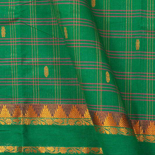 Green Chettinad Cotton Saree PV SK CC 263 - Cotton Saree - Panjavarnam PV SK CC 263