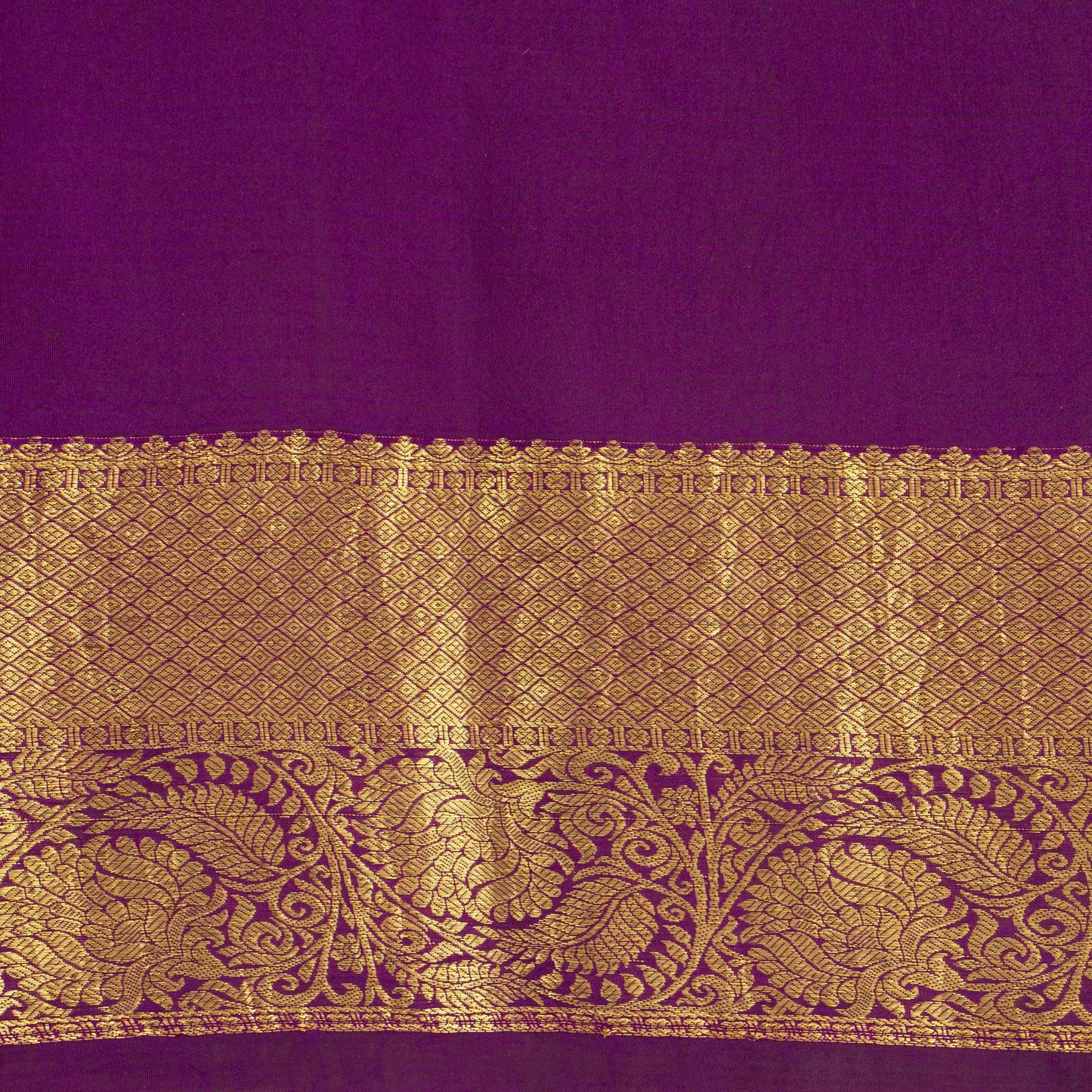 Purple Handpainted Kalamkari Kanchipuram Silk Saree For Festive Wear SRK KK 109
