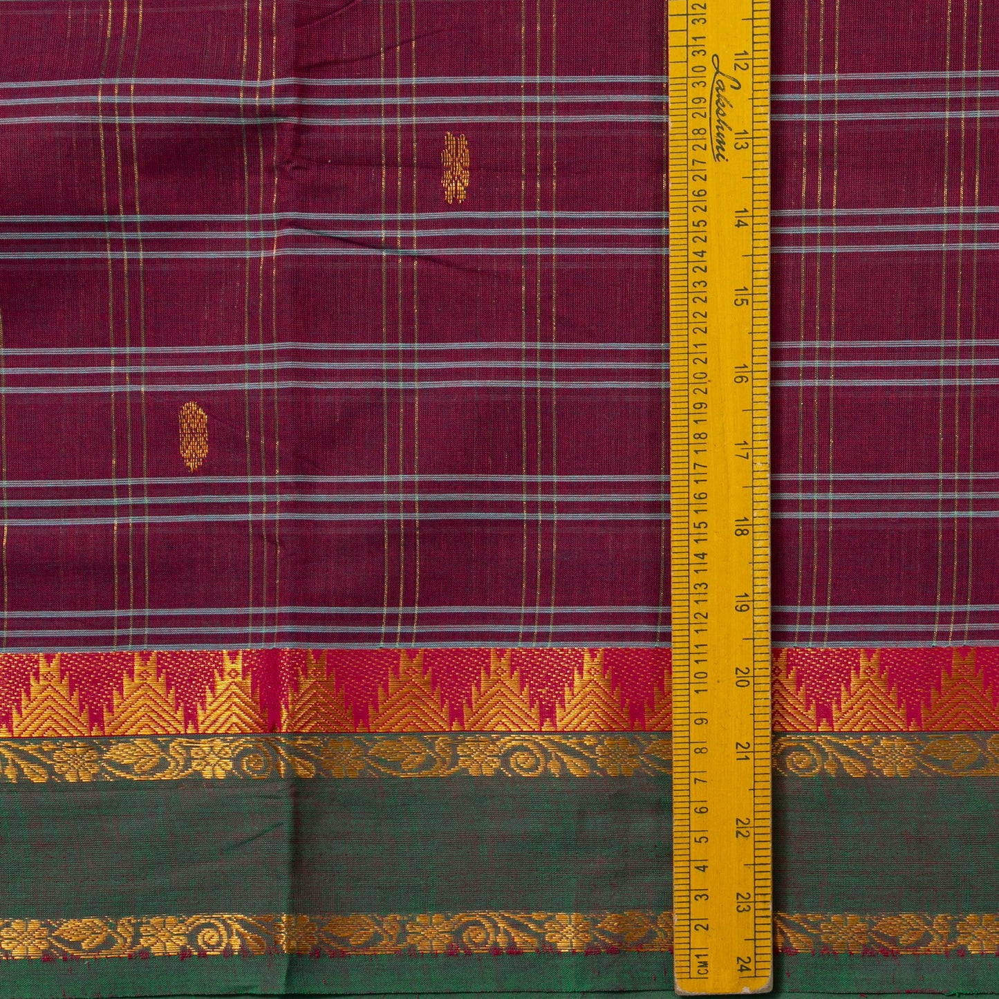 Maroon And Green Chettinad Cotton Saree PV SK CC 260