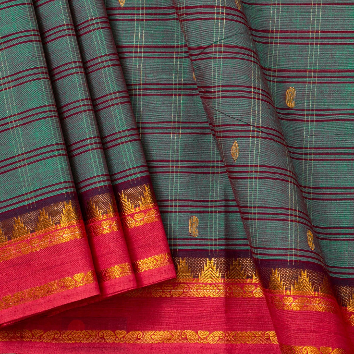 Blue And Pink Chettinad Cotton Saree PV SK CC 259