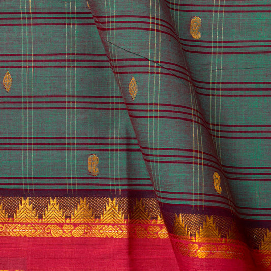Blue And Pink Chettinad Cotton Saree PV SK CC 259