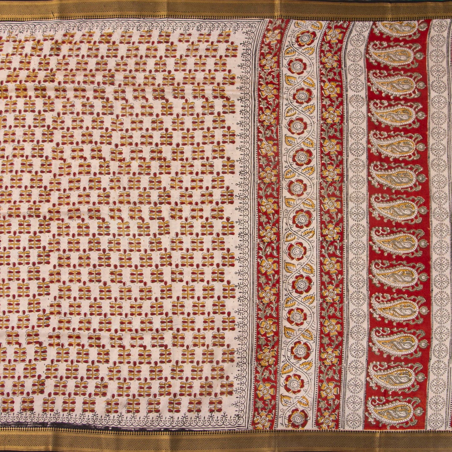 Off White Kalamkari Mangalgiri Silk Saree For Office Wear PV MG 105