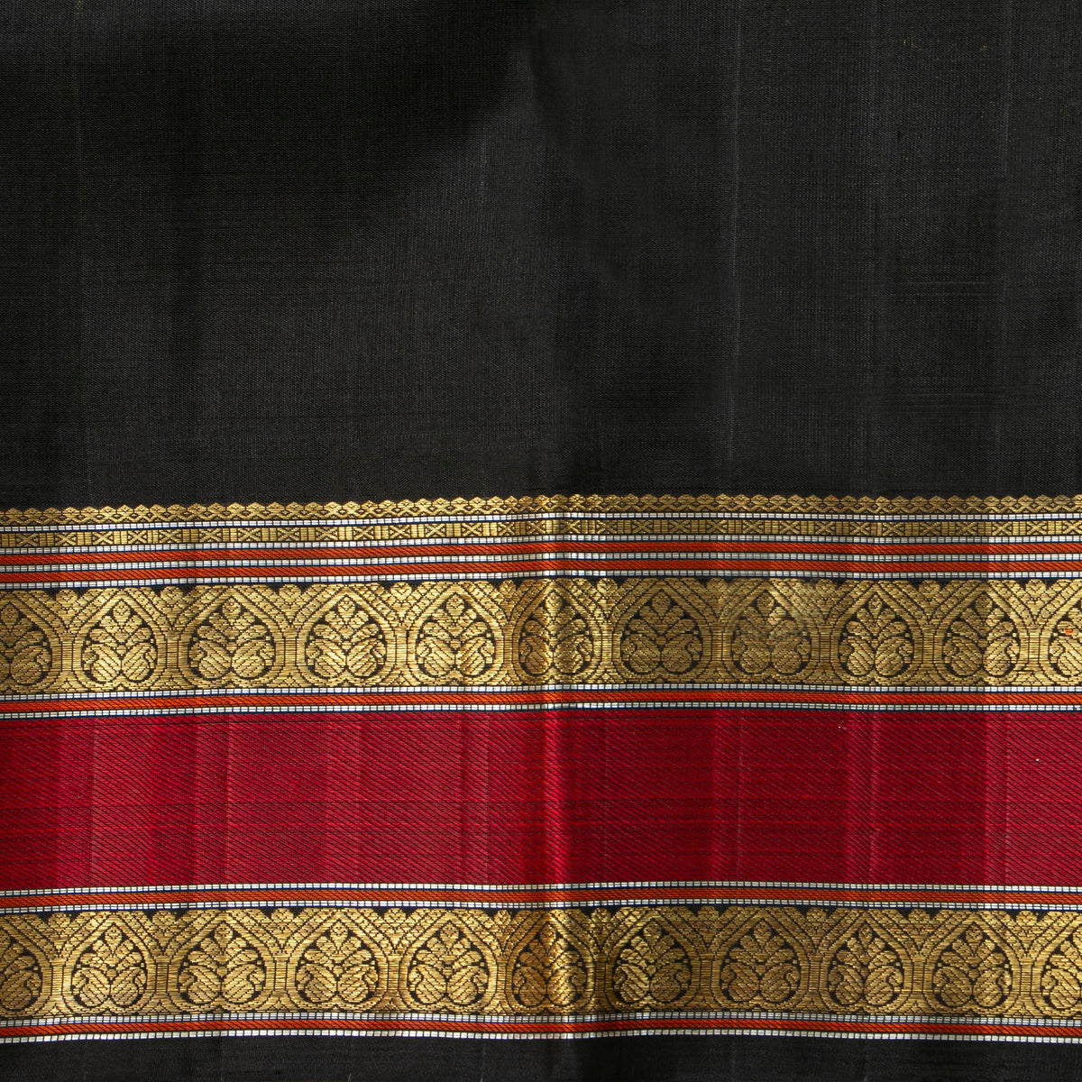 Yellow And Black Kanchipuram Silk Saree For Festive Wear PV NYC 1973