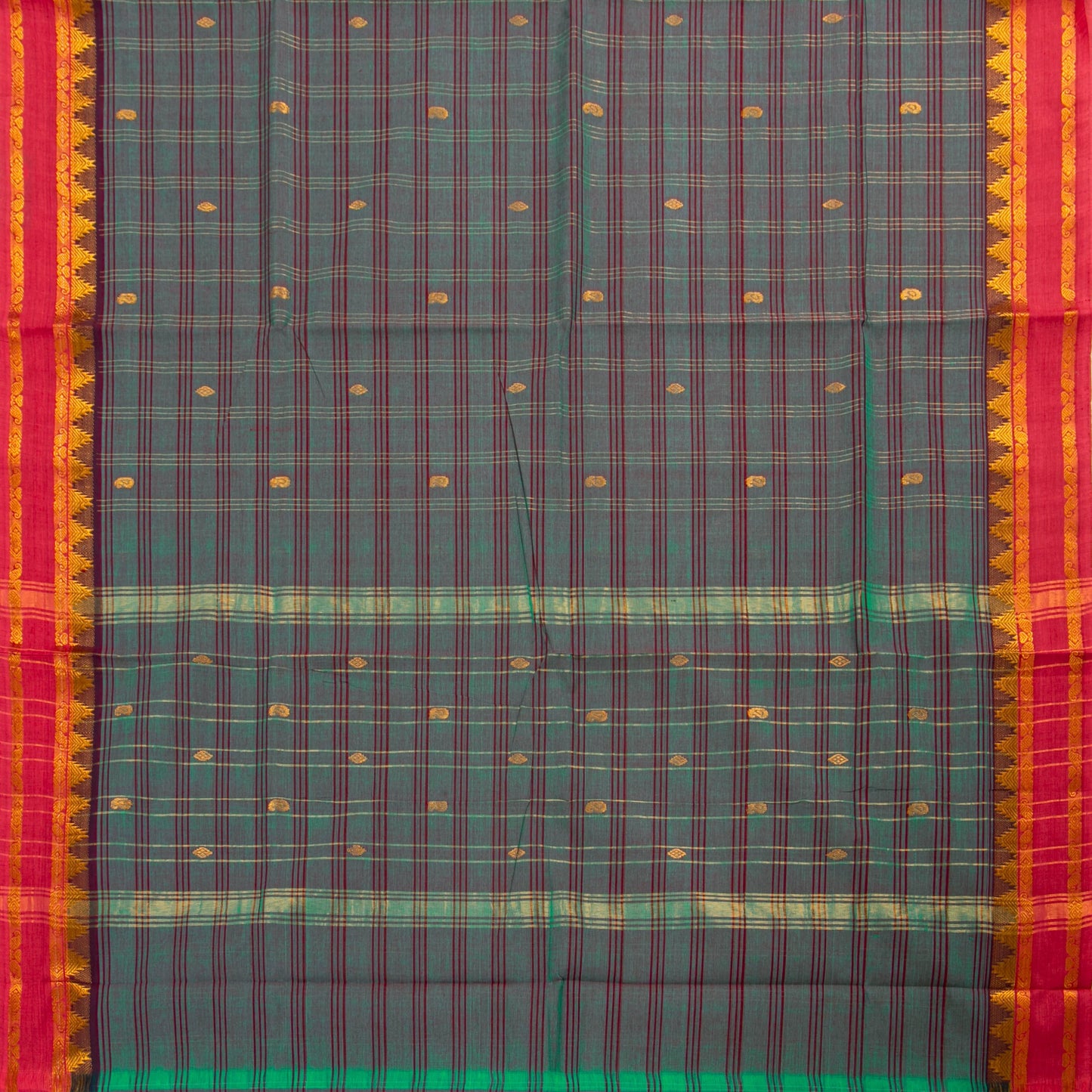 Blue And Pink Chettinad Cotton Saree PV SK CC 259