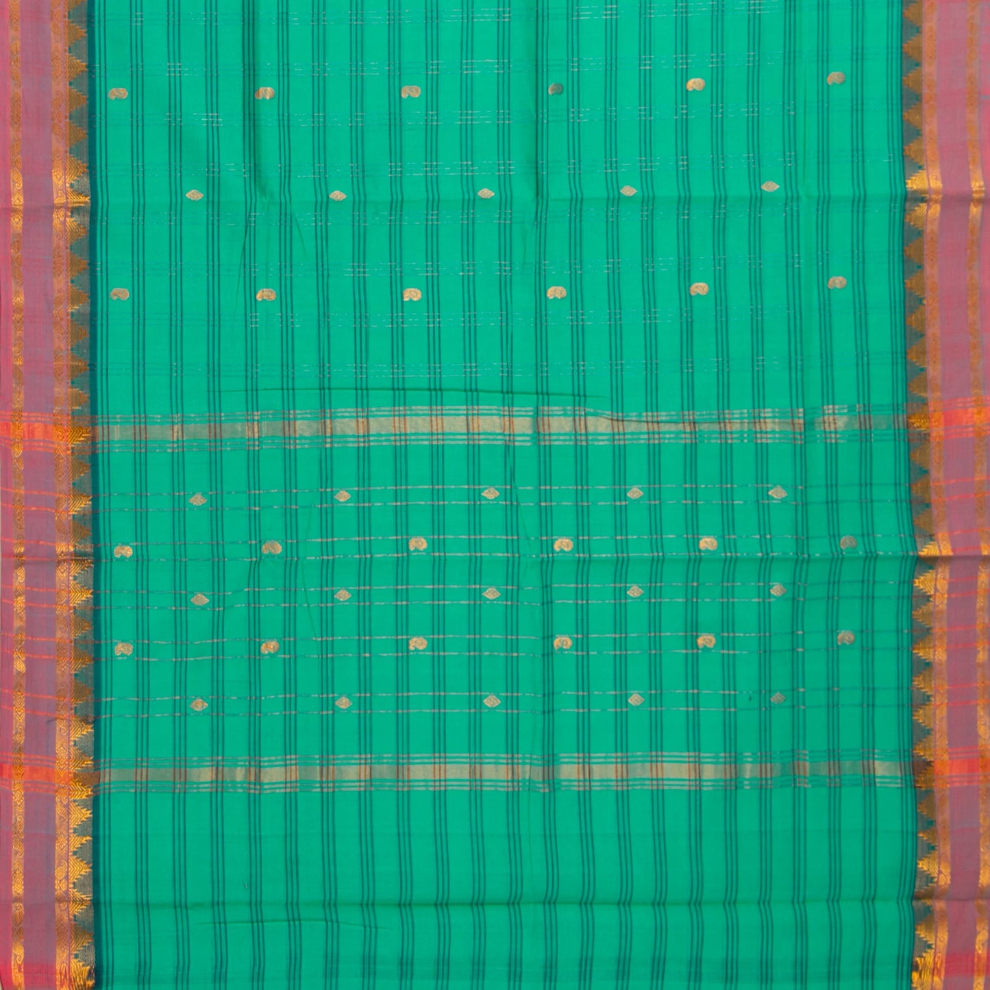 Sea Green And Mauve Chettinad Cotton Saree PV SK CC 256