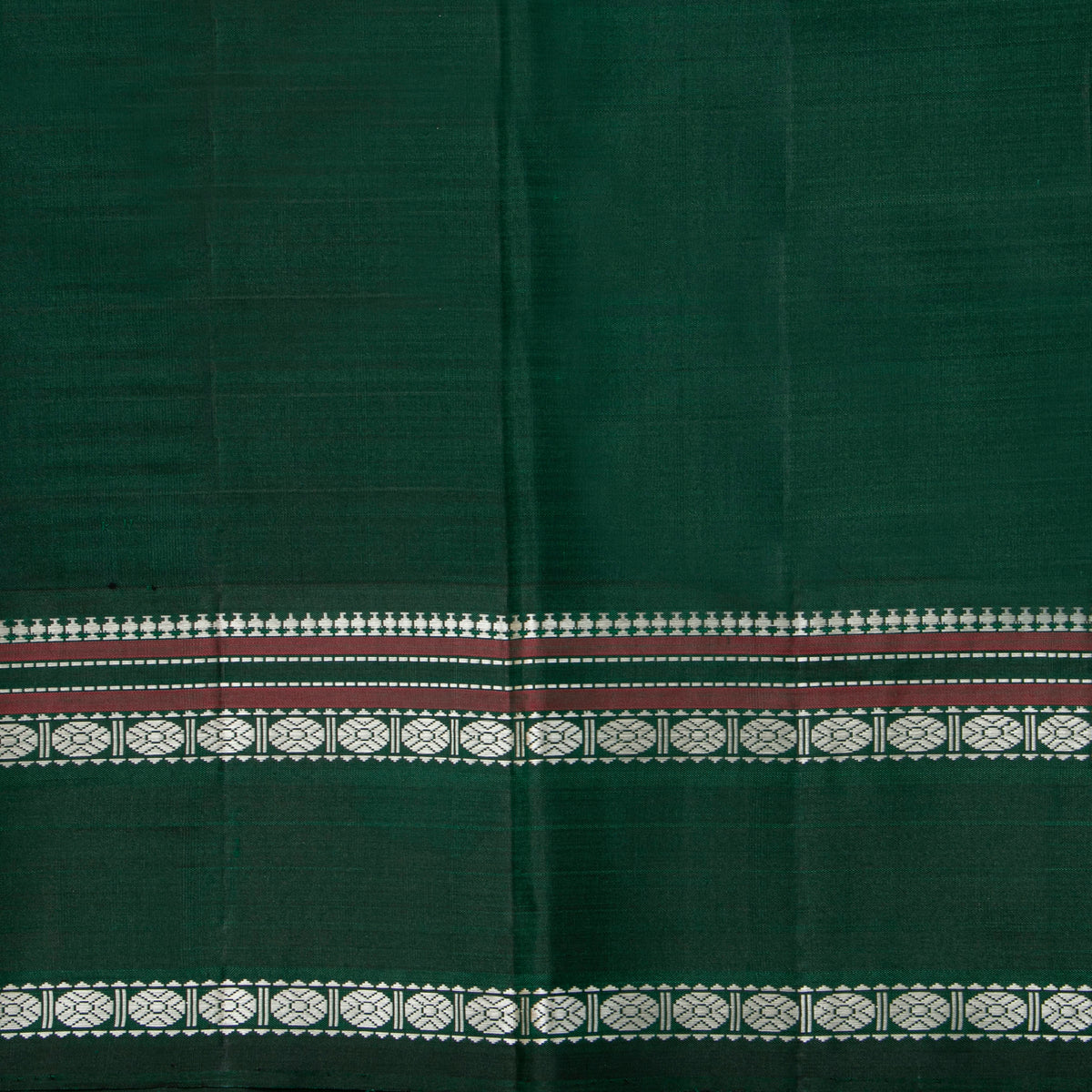 Off White And Green Kanchipuram Silk Saree No Zari For Festive Wear PV 2072