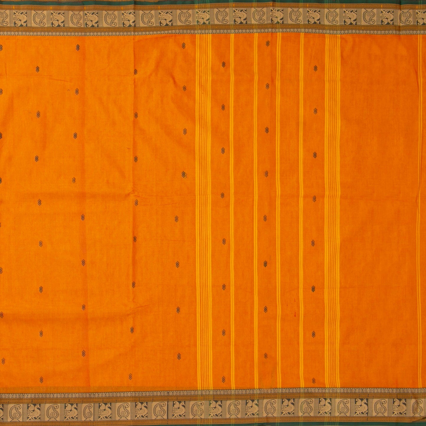Orange And Green Chettinad Cotton Saree PV SK CC 306