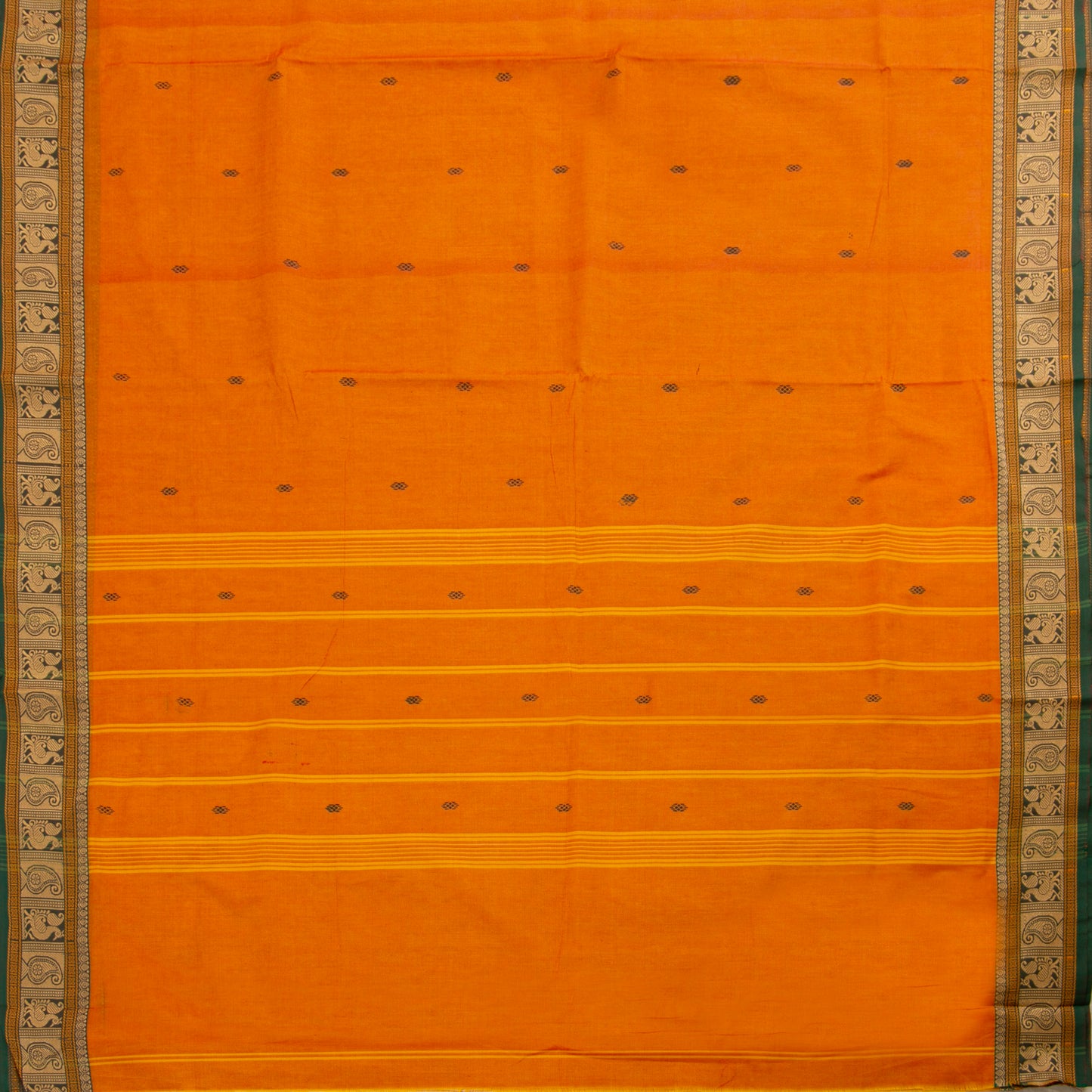 Orange And Green Chettinad Cotton Saree PV SK CC 306
