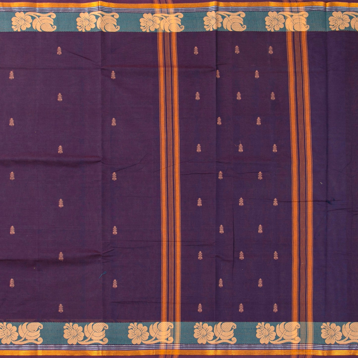 Purple And Blue Chettinad Cotton Saree PV SK CC 229