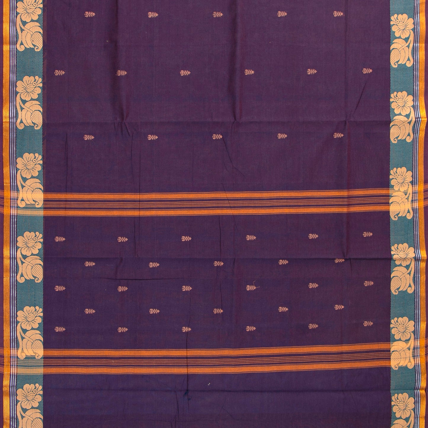 Purple And Blue Chettinad Cotton Saree PV SK CC 229