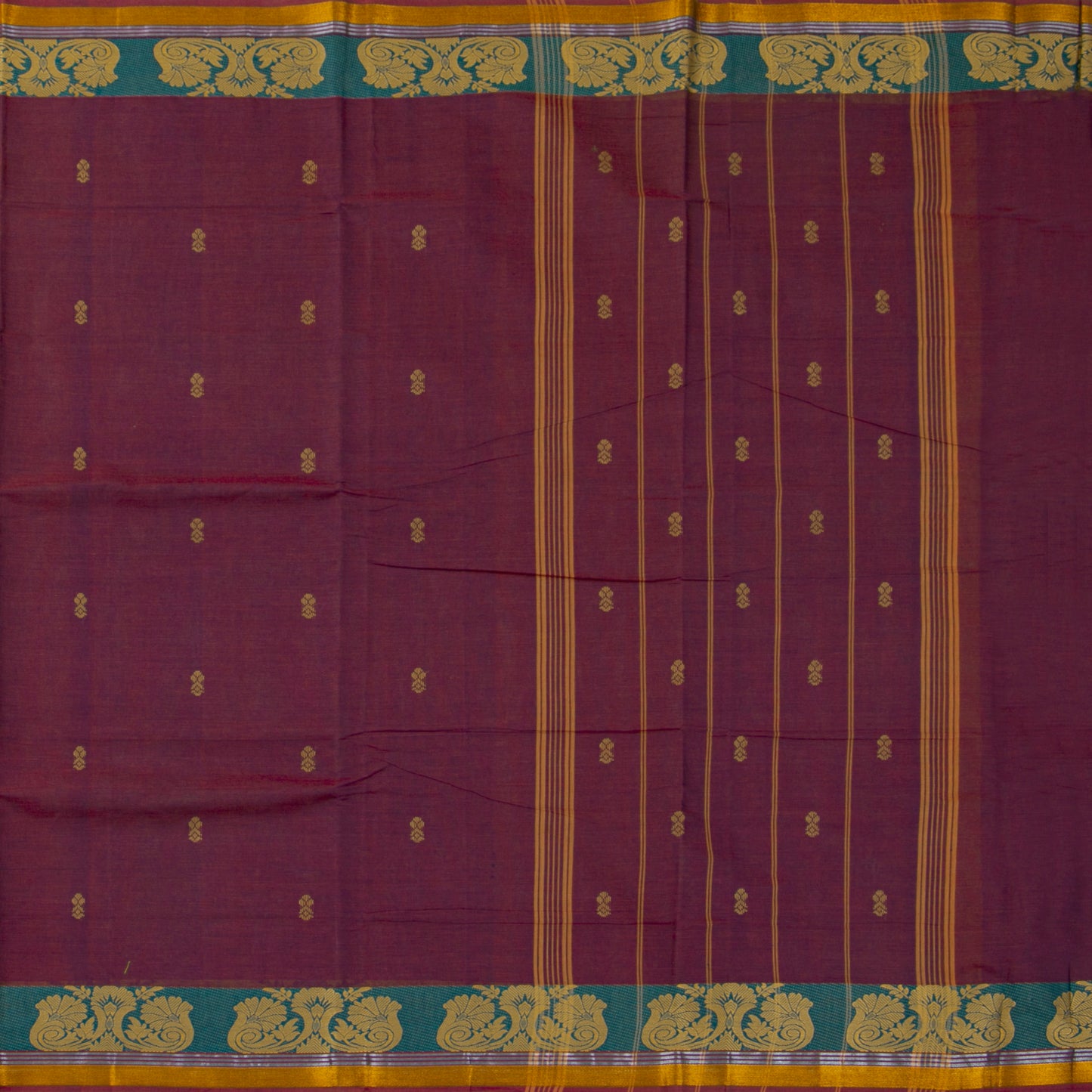 Maroon And Blue Chettinad Cotton Saree PV SK CC 232