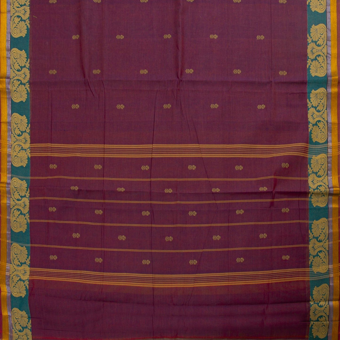 Maroon And Blue Chettinad Cotton Saree PV SK CC 232
