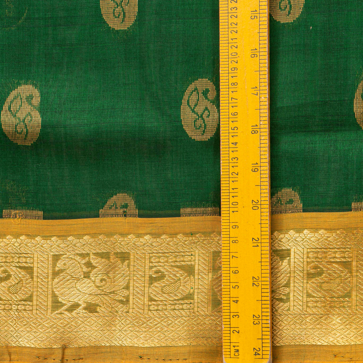 Green And Mustard Kanchi Silk Cotton Saree For Festive Wear VP SC 213