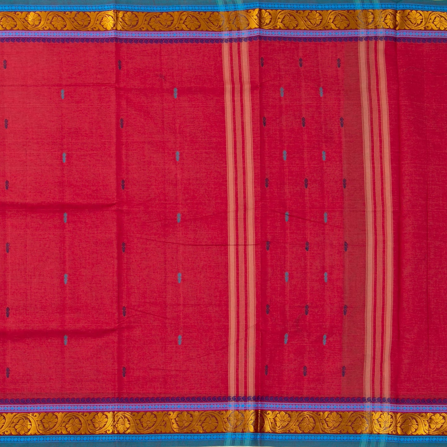 Pink And Blue Chettinad Cotton Saree PV SK CC 225