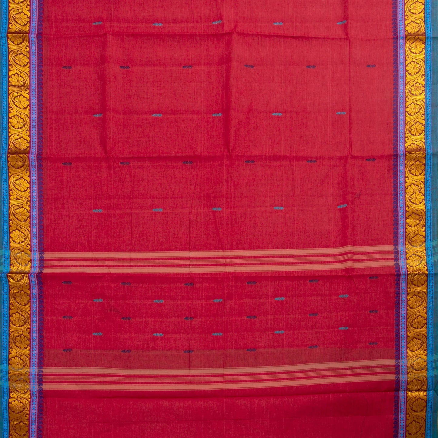 Pink And Blue Chettinad Cotton Saree PV SK CC 225