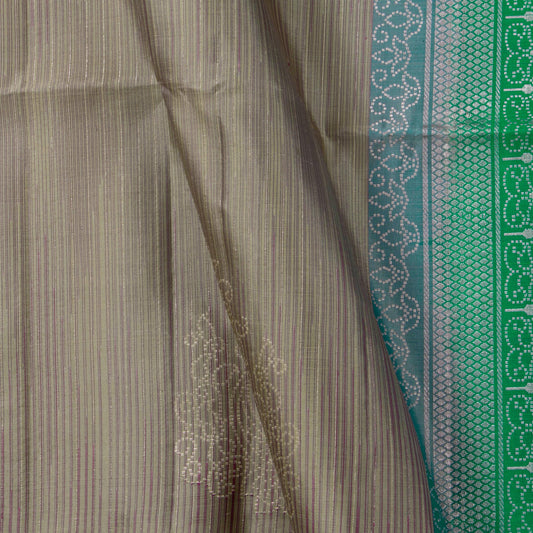 Fawn And Moss Green Handwoven Soft Silk Saree With Silver Zari For Festive Wear PV RSP 205 - Silk Sari - Panjavarnam PPV RSP 205