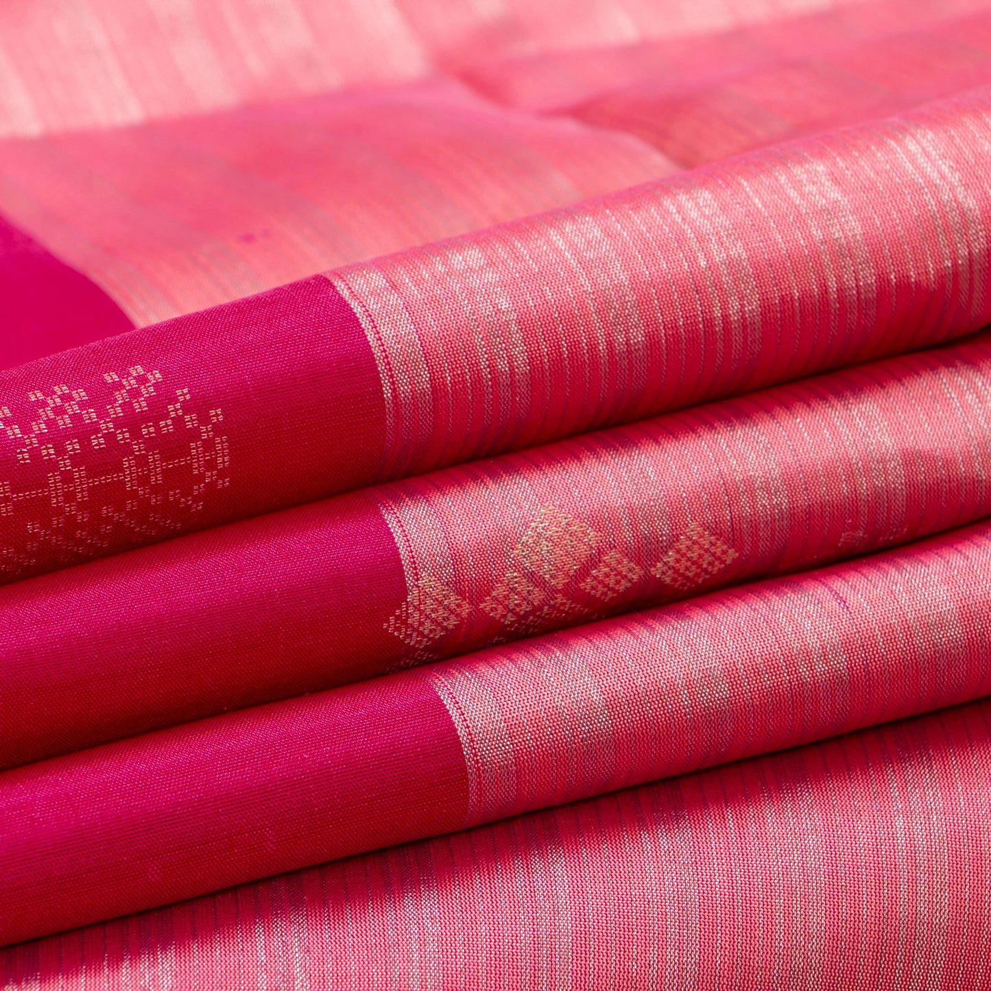 Pastel Rose And Pink Handwoven Soft Silk Saree For Wedding Wear PV RSP 178