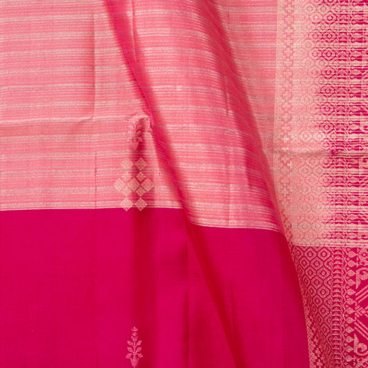 Pastel Rose And Pink Handwoven Soft Silk Saree For Wedding Wear PV RSP 178
