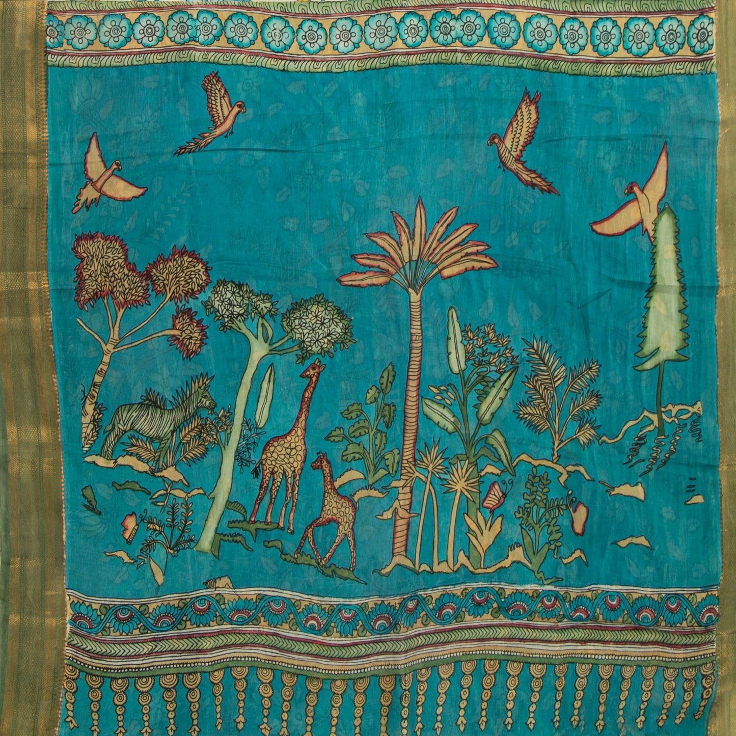 Off White Handpainted Kalamkari Bangalore Silk Saree For Office Wear KBS VSR 116