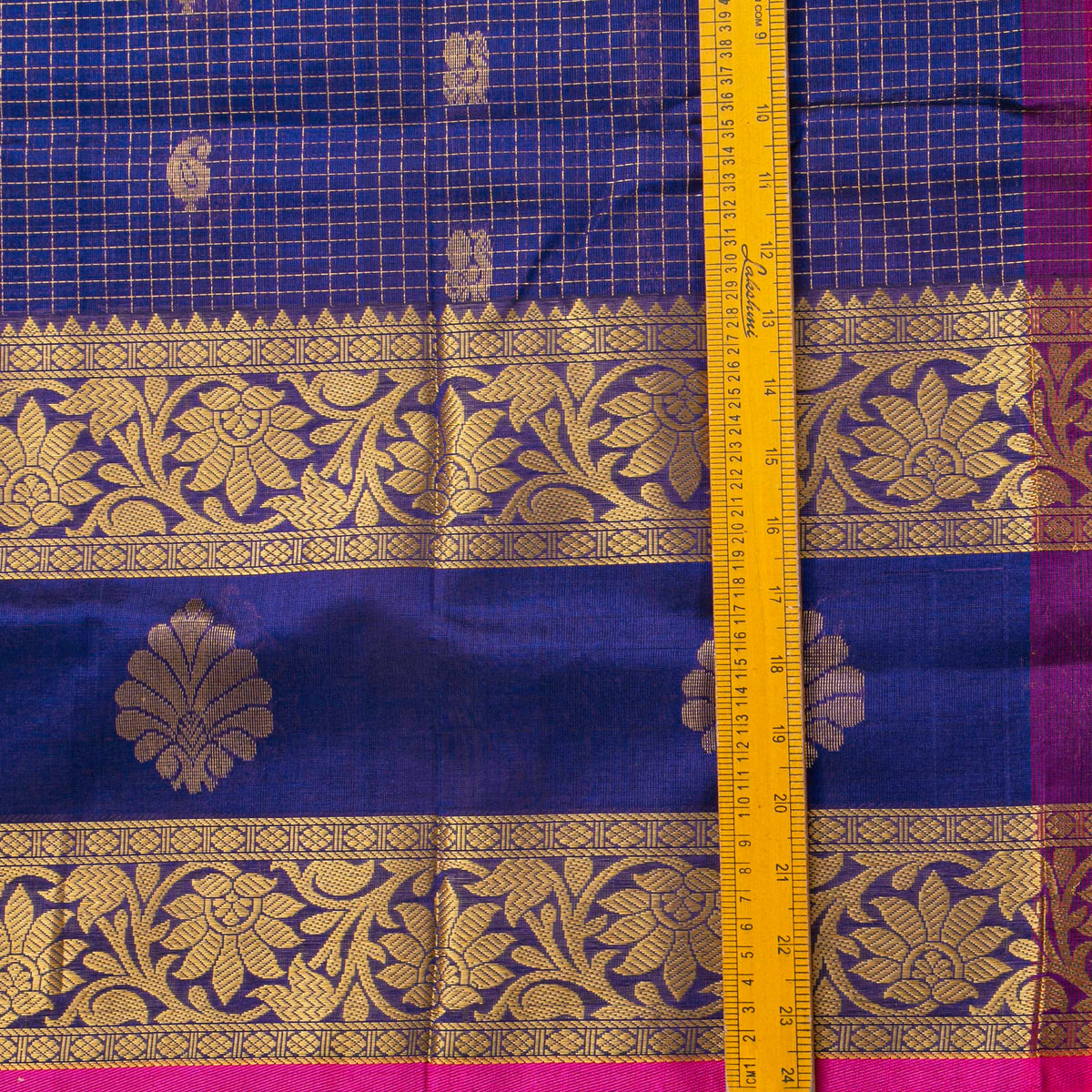Royal Blue And Magenta Kanchi Silk Cotton Saree For Festive Wear VP SC 200