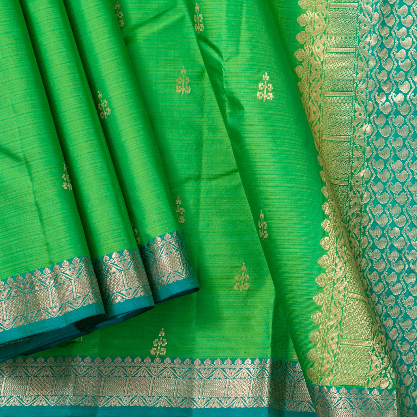 Green And Blue Kanchipuram Soft Silk Saree For Festive Wear PV RSP 213