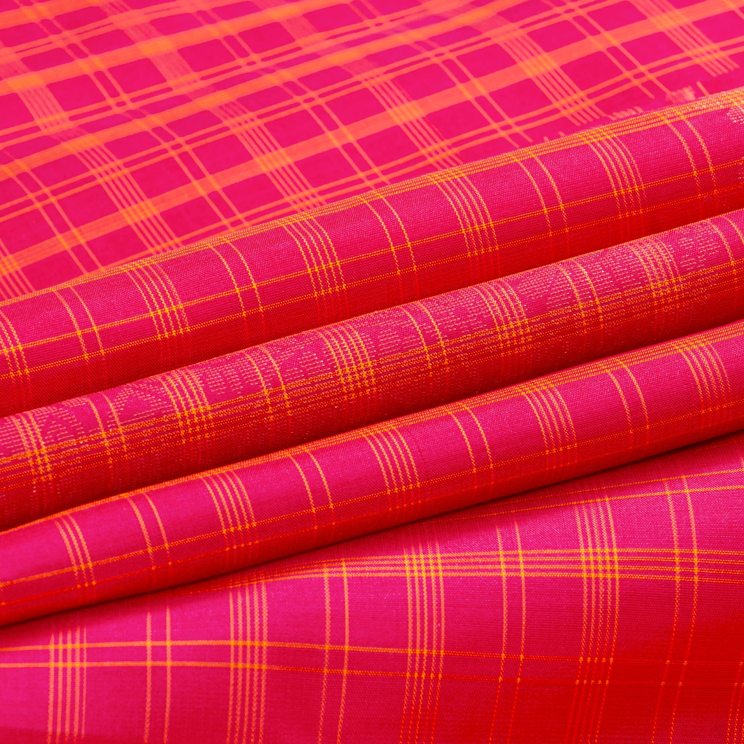 Pink And Yellow Borderless Kanchipuram Soft Silk Saree For Festive Wear PV RSP 223