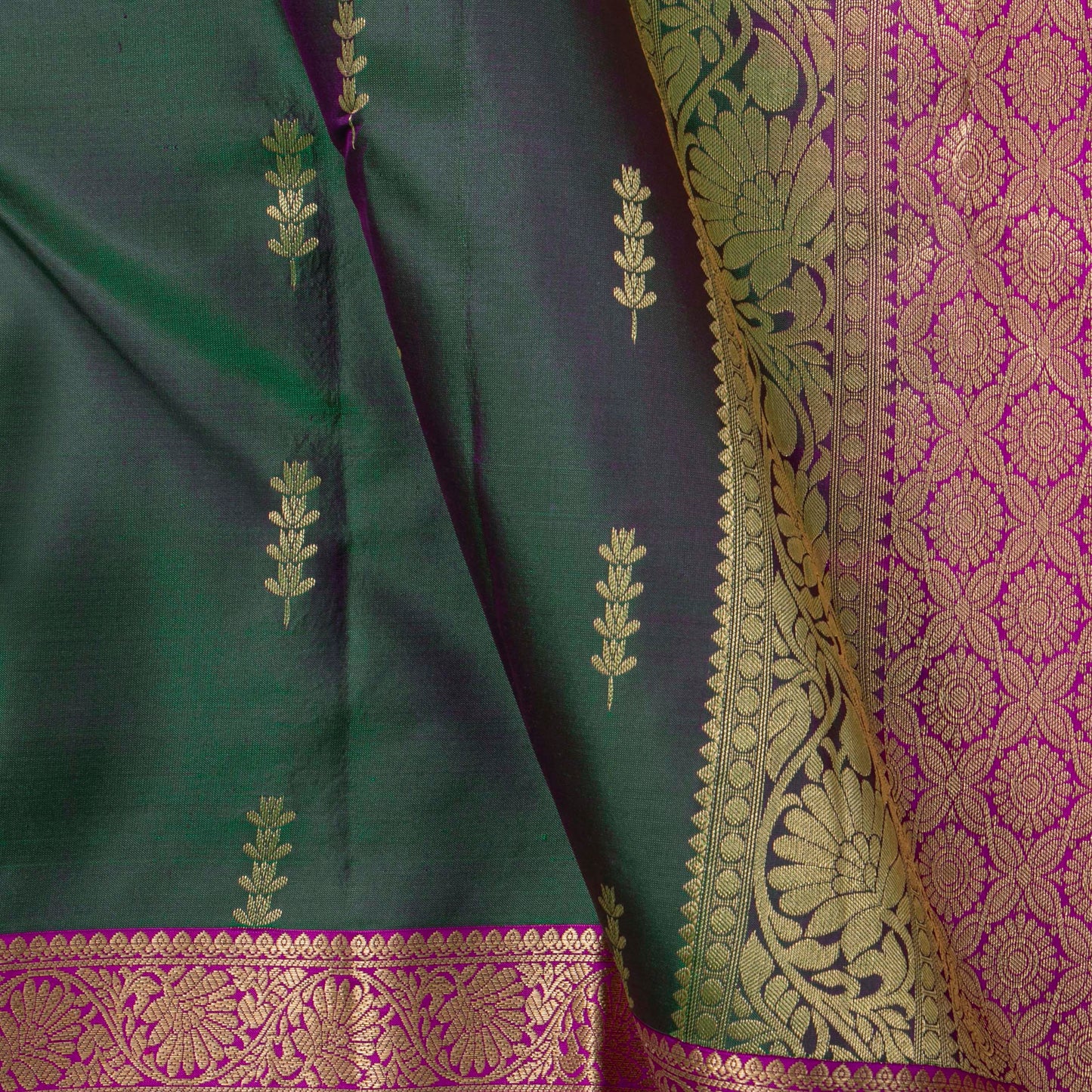 Green And Pink Kanchipuram Soft Silk Saree For Festive Wear PV RSP 217