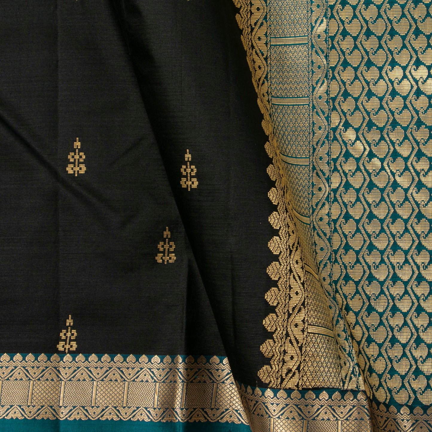 Black And Blue Kanchipuram Soft Silk Saree For Festive Wear PV RSP 218