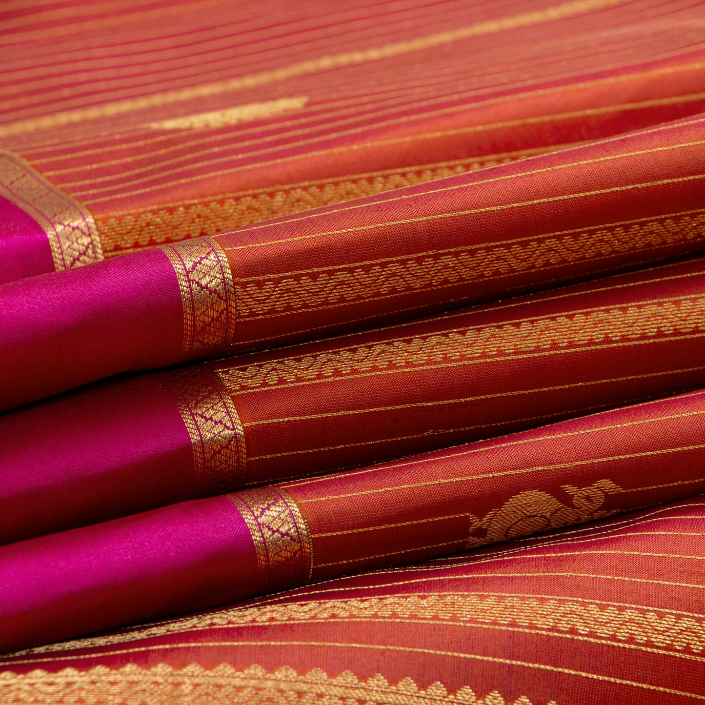 Rust And Pink Kanchipuram Soft Silk Saree For Festive Wear PV RSP 202