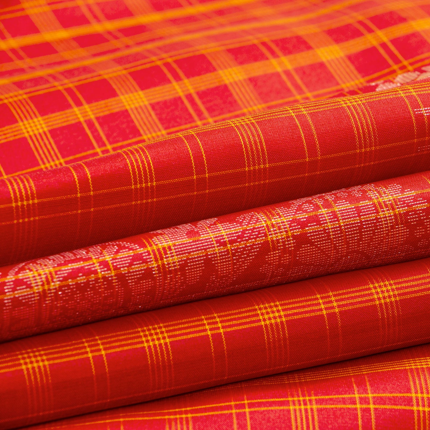 Red And Yellow Borderless Kanchipuram Soft Silk Saree For Festive Wear PV RSP 224