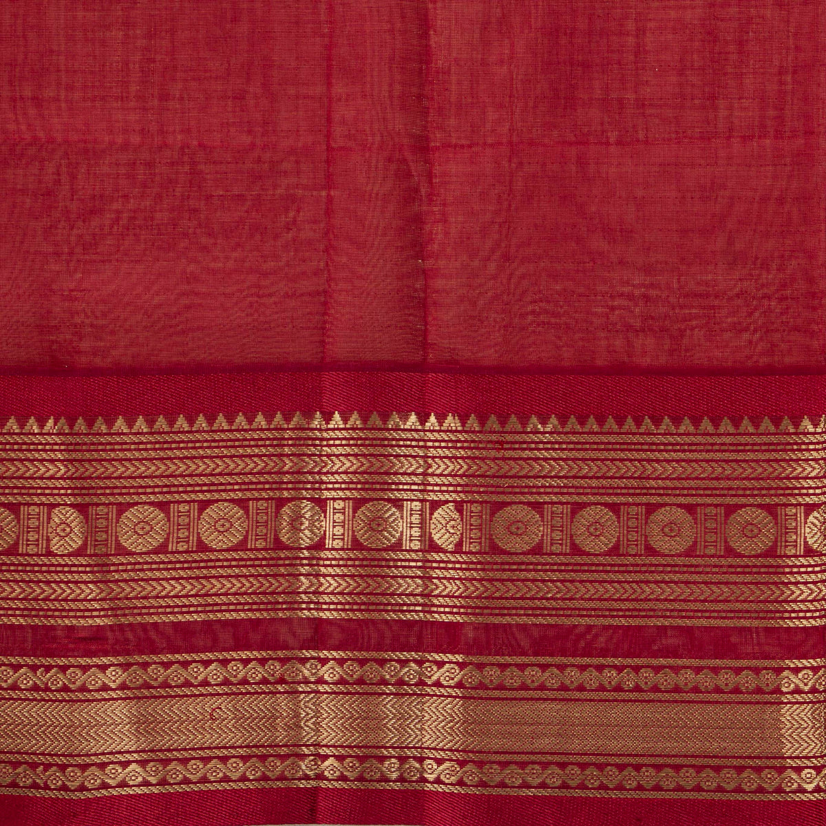 Beige And Maroon Kanchi Silk Cotton Saree For Festive Wear VP SC 256