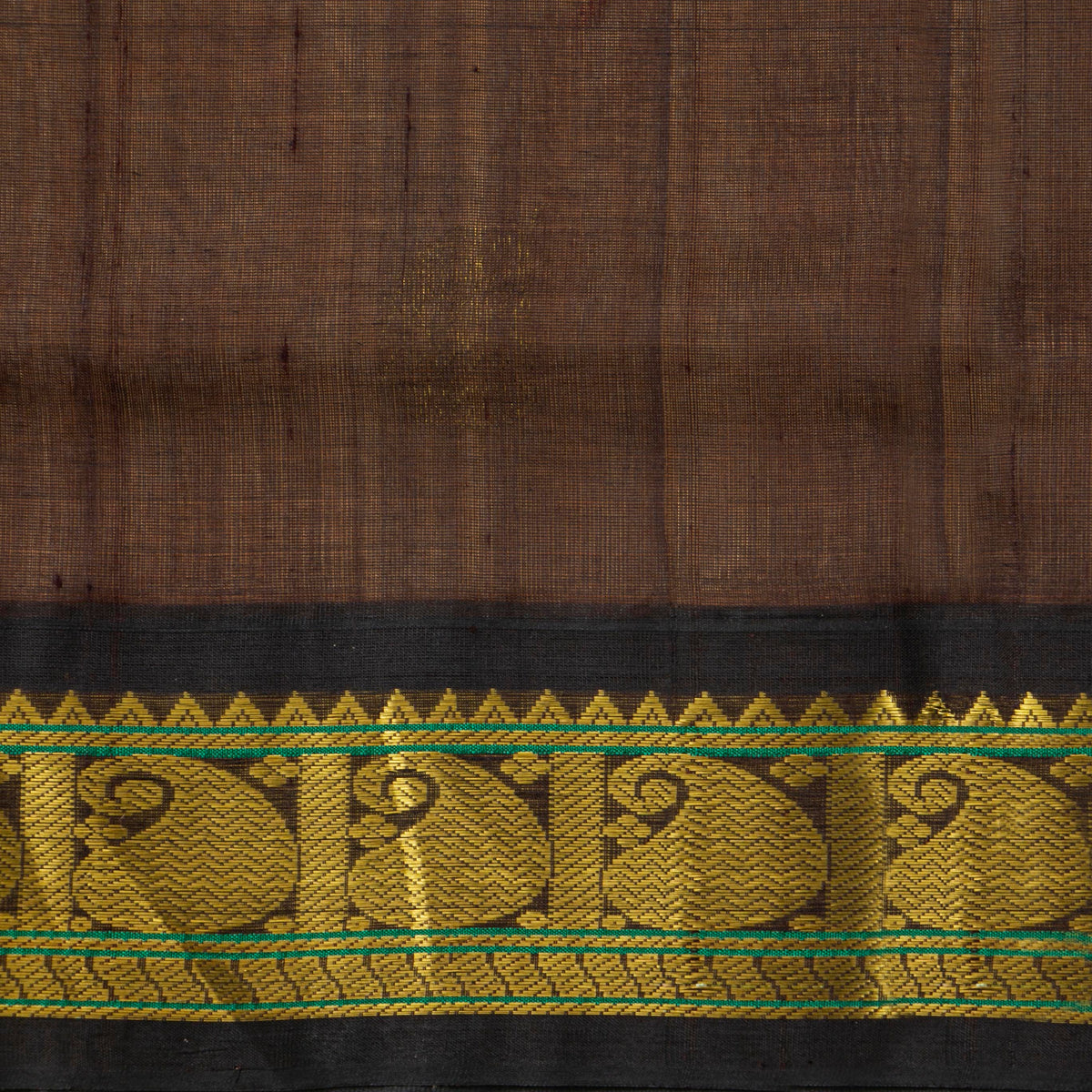 Beige And Brown Kanchi Silk Cotton Saree For Festive Wear VP SC 194