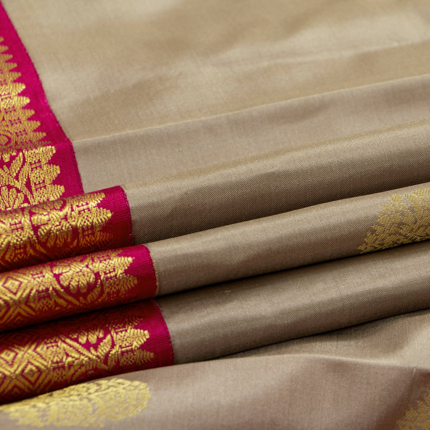 Beige And Pink Kanchipuram Soft Silk Saree For Festive Wear PV RSP 153