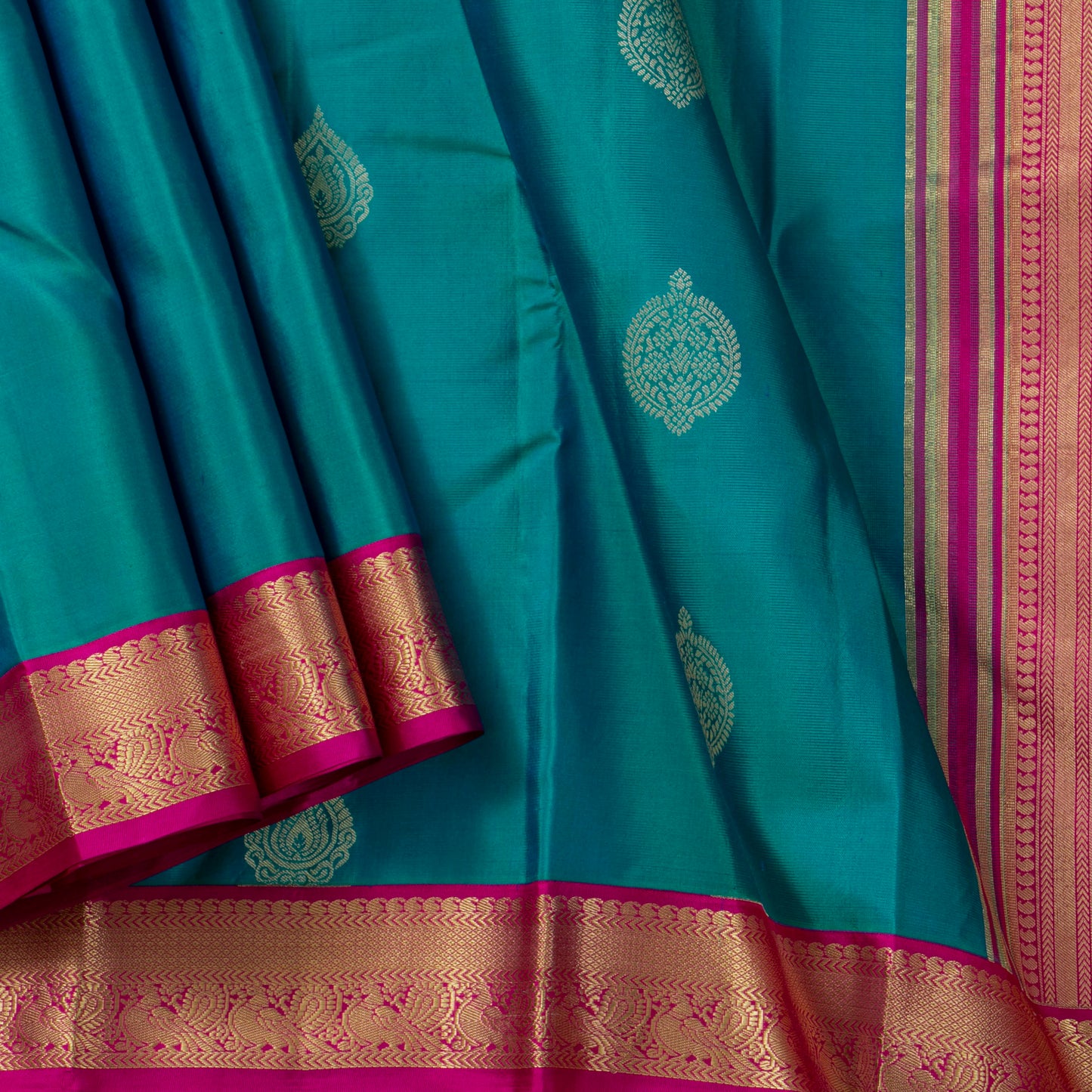 Blue And Pink Kanchipuram Soft Silk Saree For Festive Wear PV RSP 154