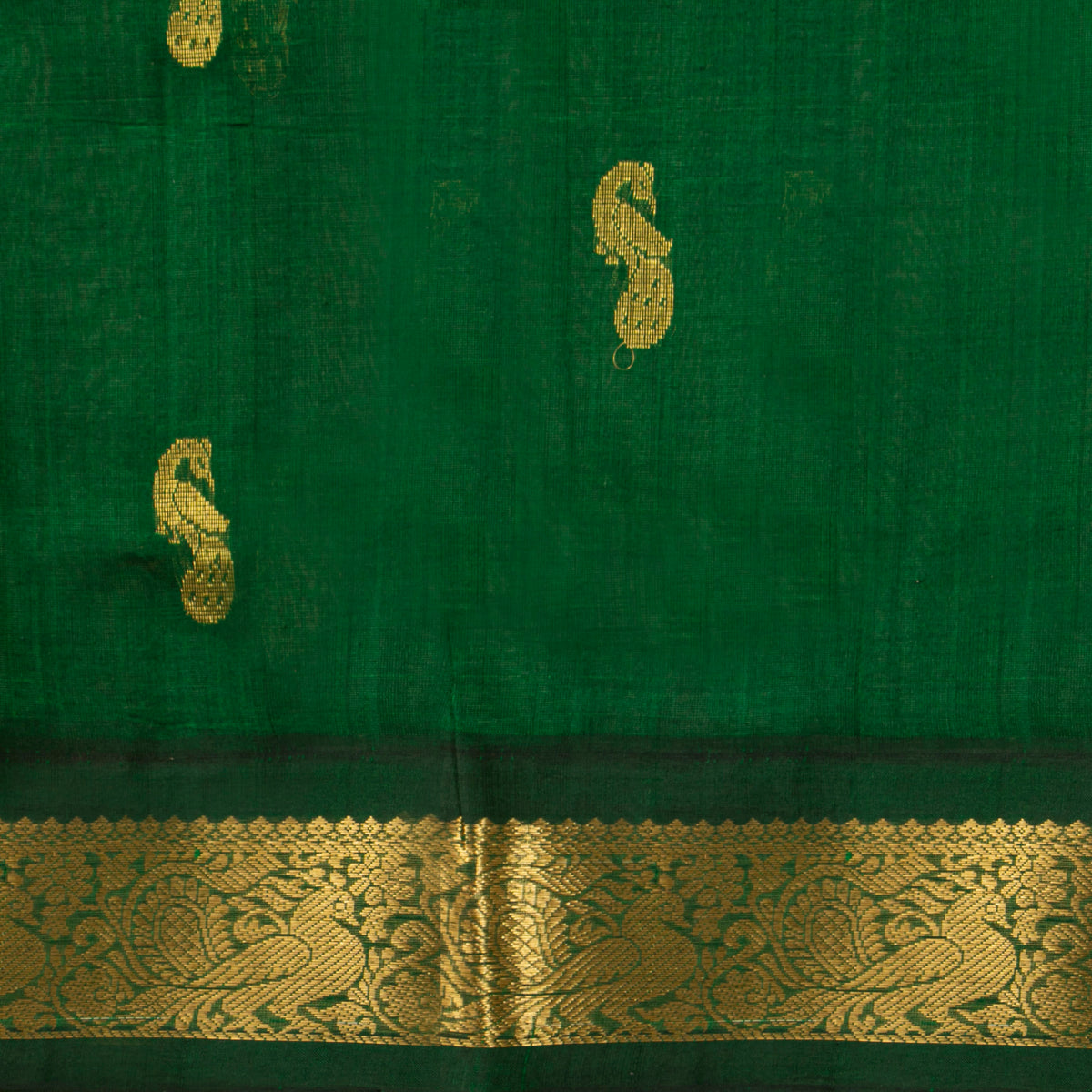 Pink And Green Kanchi Silk Cotton Saree For Festive Wear VP SC 197