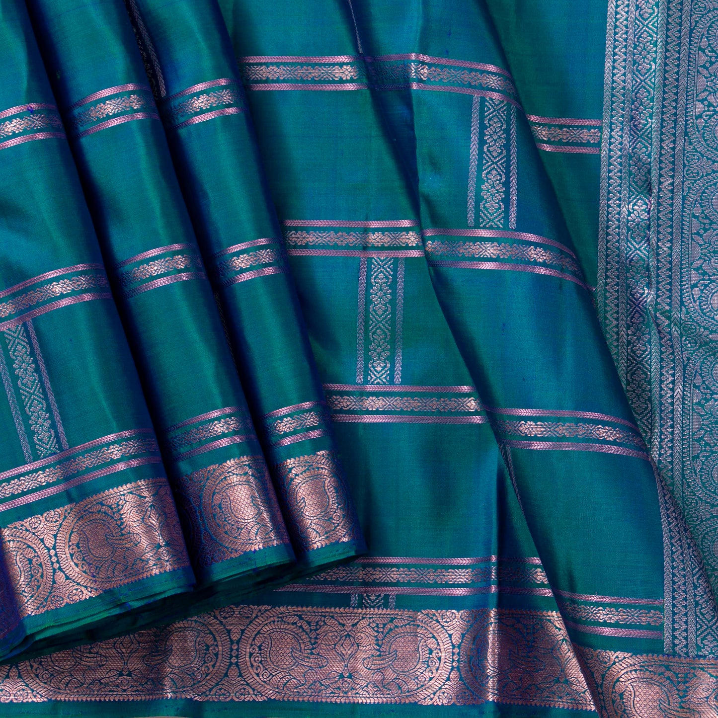 Mayikazhuthu Blue Kanchipuram Soft Silk Saree For Festive Wear PV RSP 156