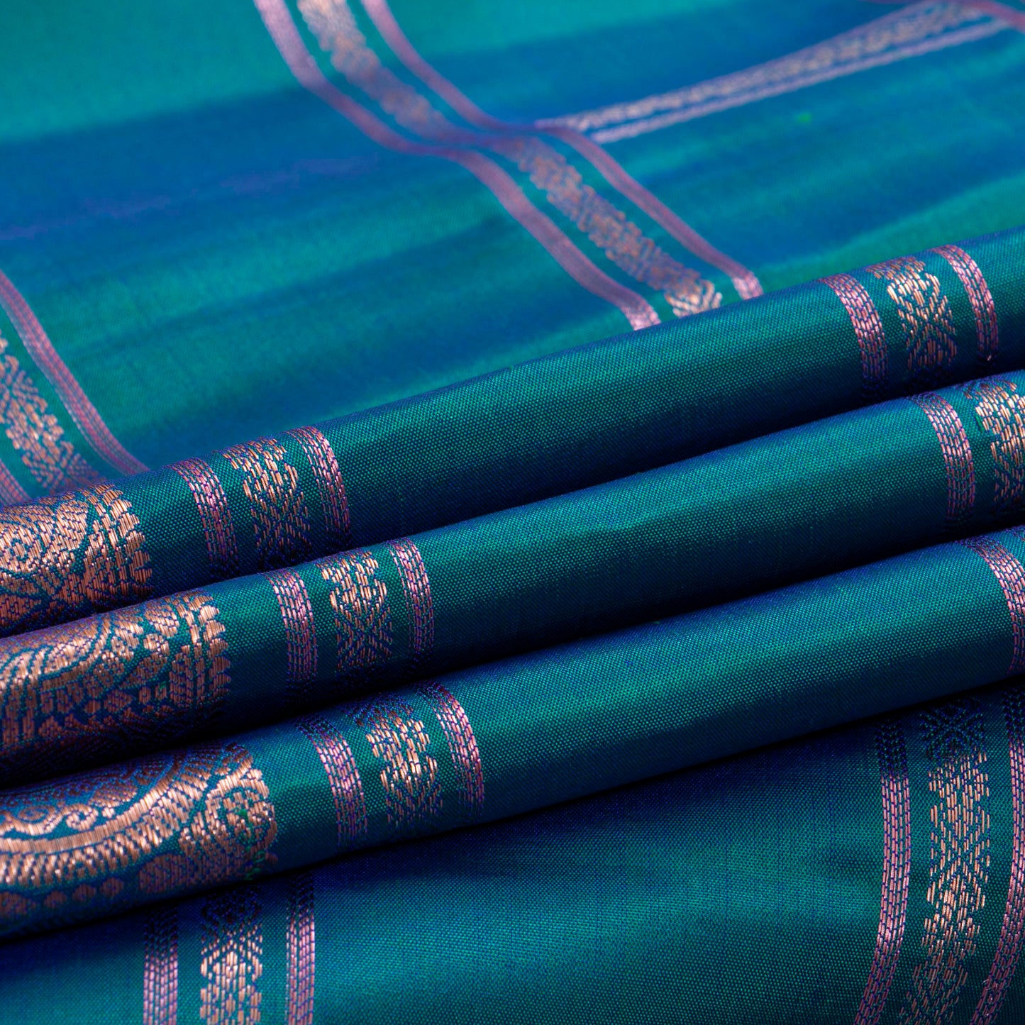 Mayikazhuthu Blue Kanchipuram Soft Silk Saree For Festive Wear PV RSP 156