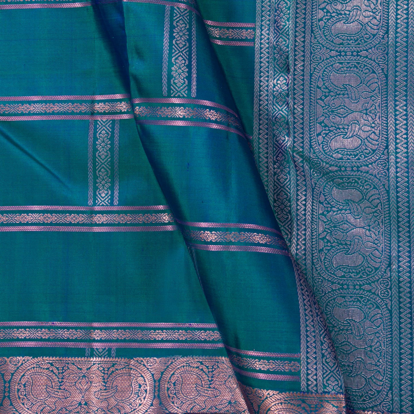 Mayikazhuthu Blue Kanchipuram Soft Silk Saree For Festive Wear PV RSP 156