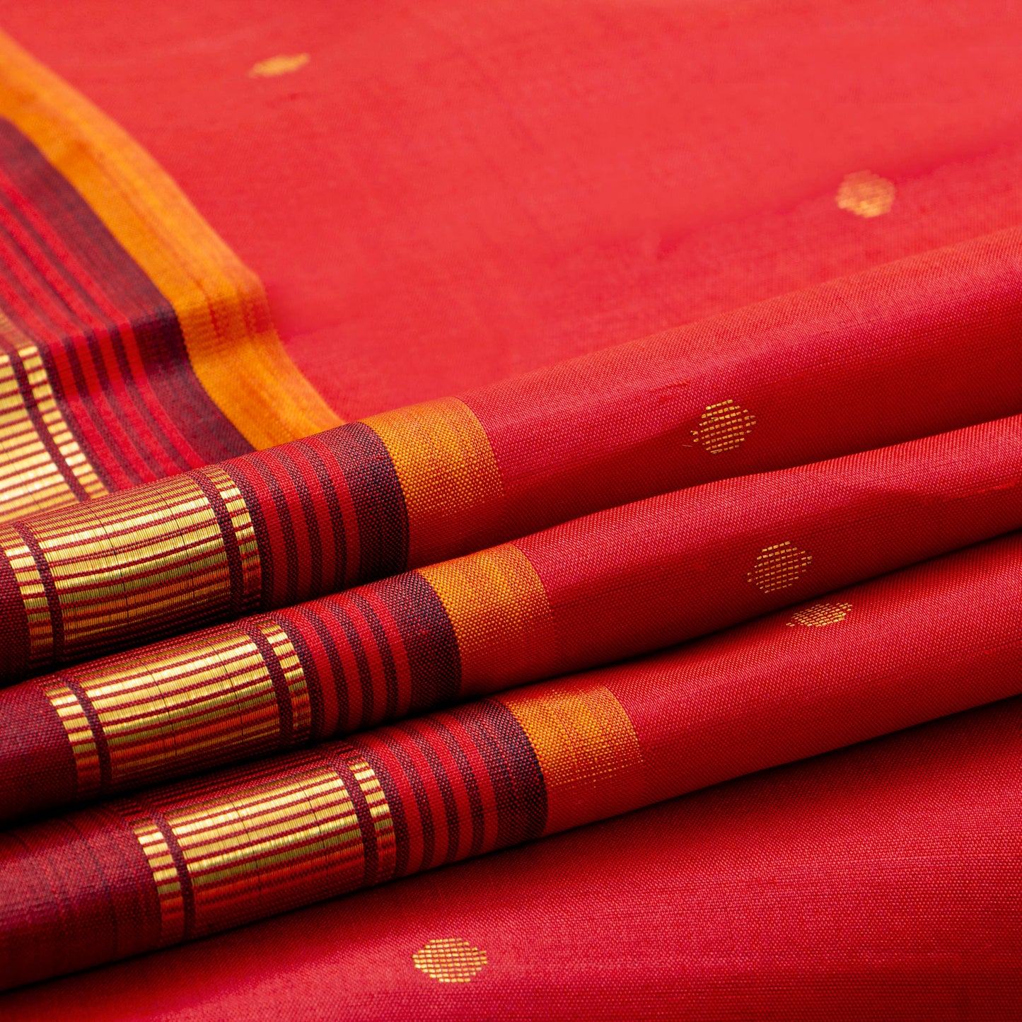 Red And Orange Thirubuvanam Silk Saree For Festive Wear PV ABI 441