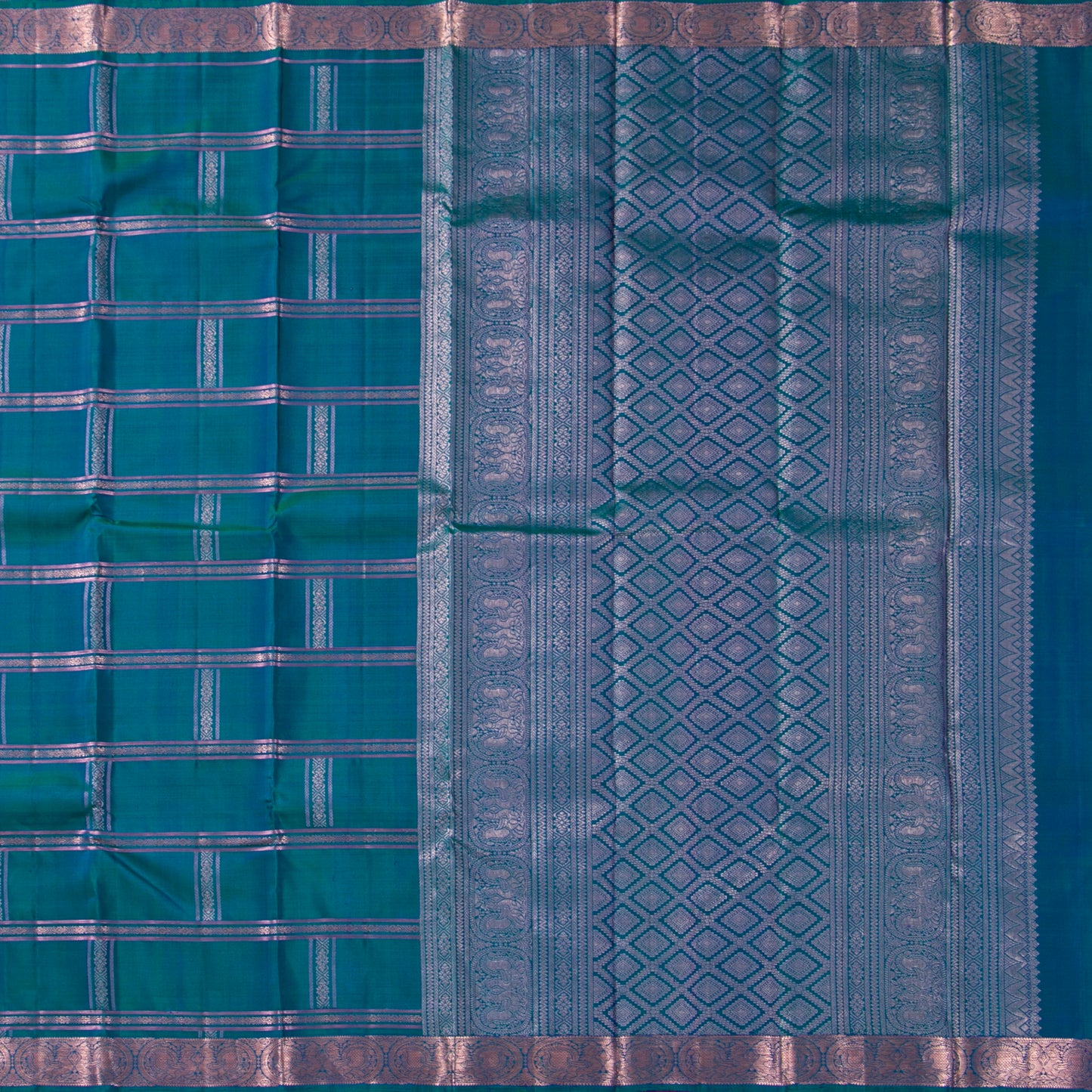 Mayikazhuthu Blue Kanchipuram Soft Silk Saree For Festive Wear PV RSP 156