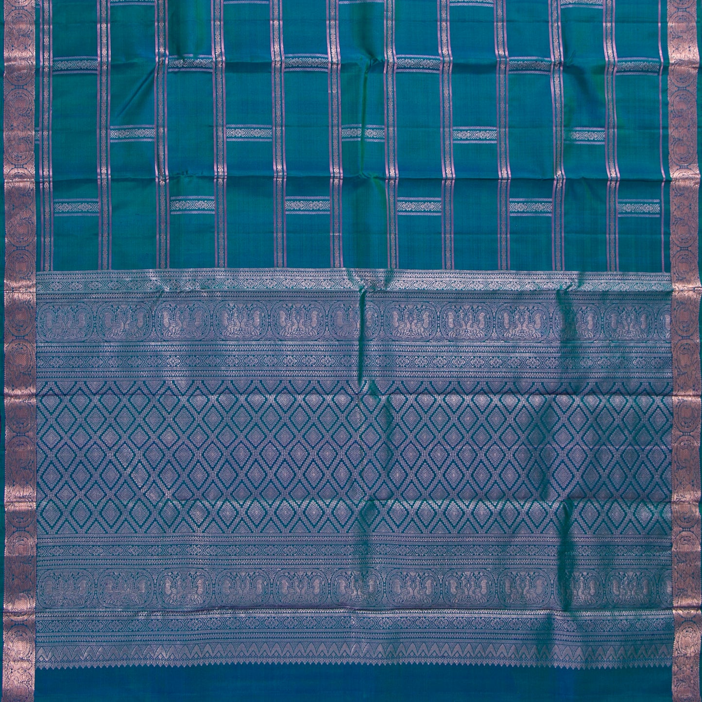 Mayikazhuthu Blue Kanchipuram Soft Silk Saree For Festive Wear PV RSP 156