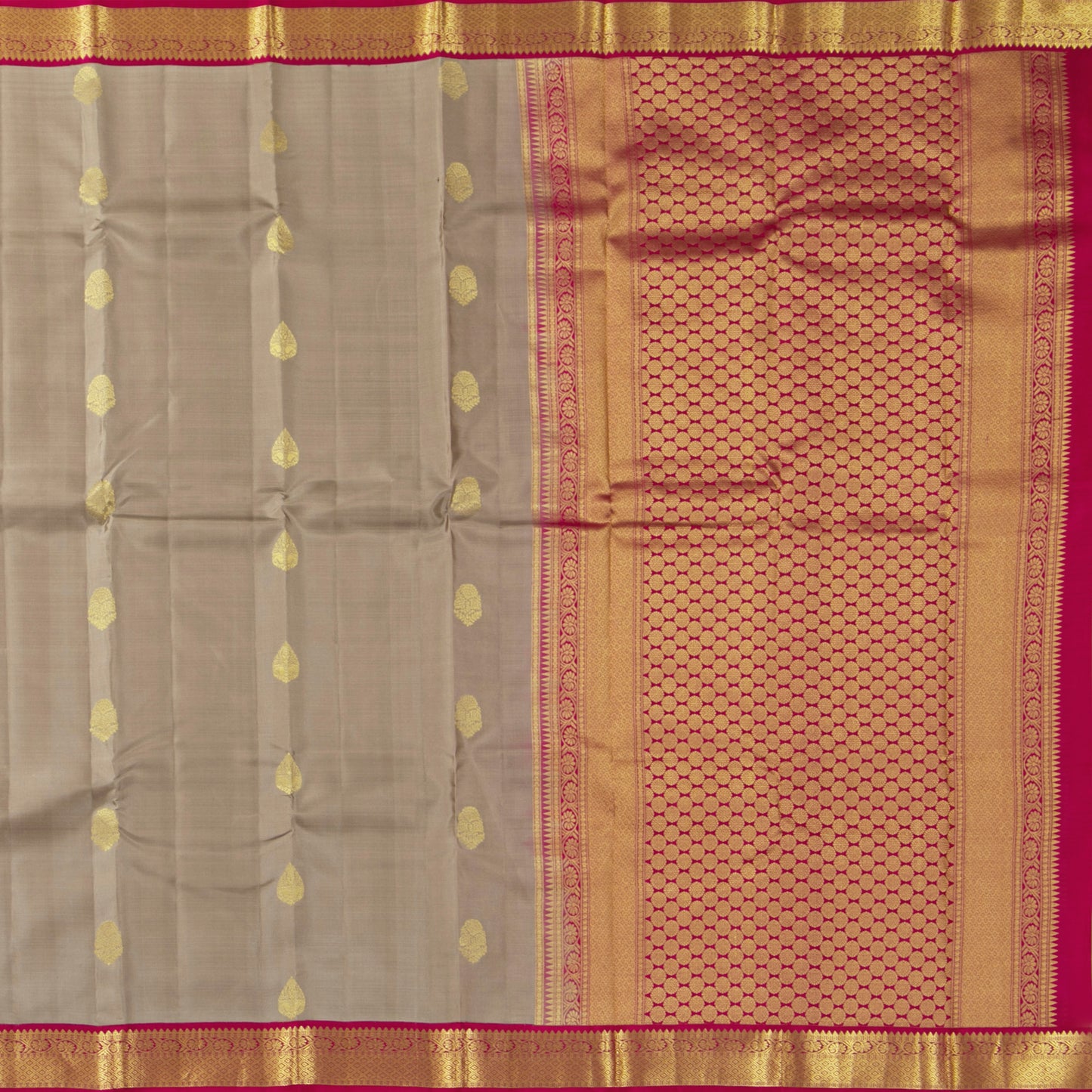 Beige And Pink Kanchipuram Soft Silk Saree For Festive Wear PV RSP 153
