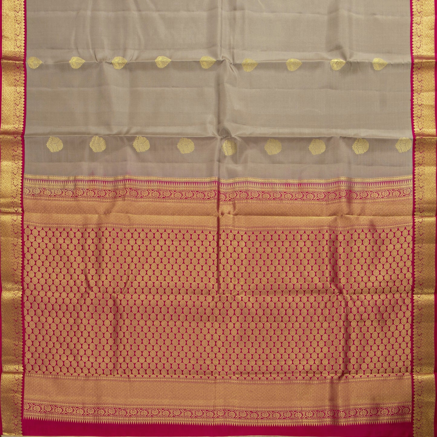 Beige And Pink Kanchipuram Soft Silk Saree For Festive Wear PV RSP 153